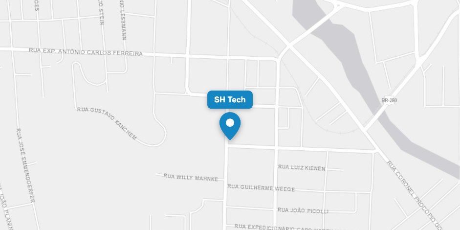 Mapa da SH Tech no Centro de Jaraguá do Sul